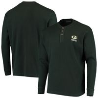 Men's Dunbrooke Green Bay Packers Logo Maverick Thermal Henley Long Sleeve T-Shirt