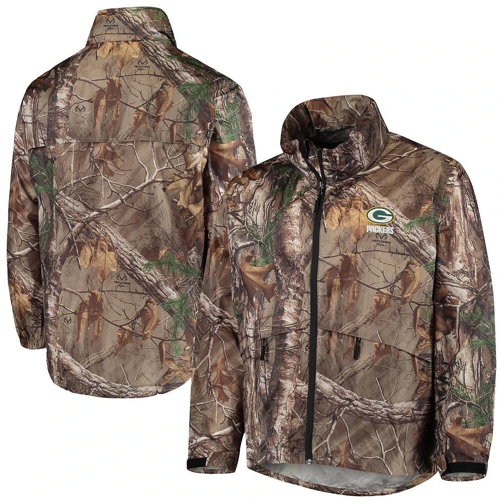 Dunbrooke Realtree Camo Green Bay Packers Circle Sportsman Veste imperméable repliable à fermeture éclair intégrale pour homme