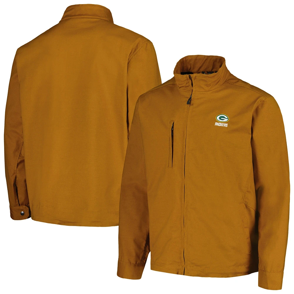 Dunbrooke Tan Green Bay Packers Journey Workwear Veste à glissière pleine longueur pour homme