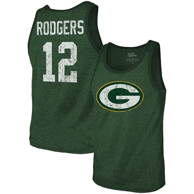 Men's Fanatics Aaron Rodgers Green Bay Packers Name & Number Tri-Blend Tank Top