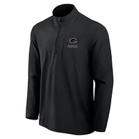 Pull Fanatics noir pour homme, micro-pull ton sur à quart de zip Front Office des Green Bay Packers