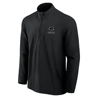 Men's Fanatics Black Green Bay Packers Front Office Woven Quarter-Zip Jacket