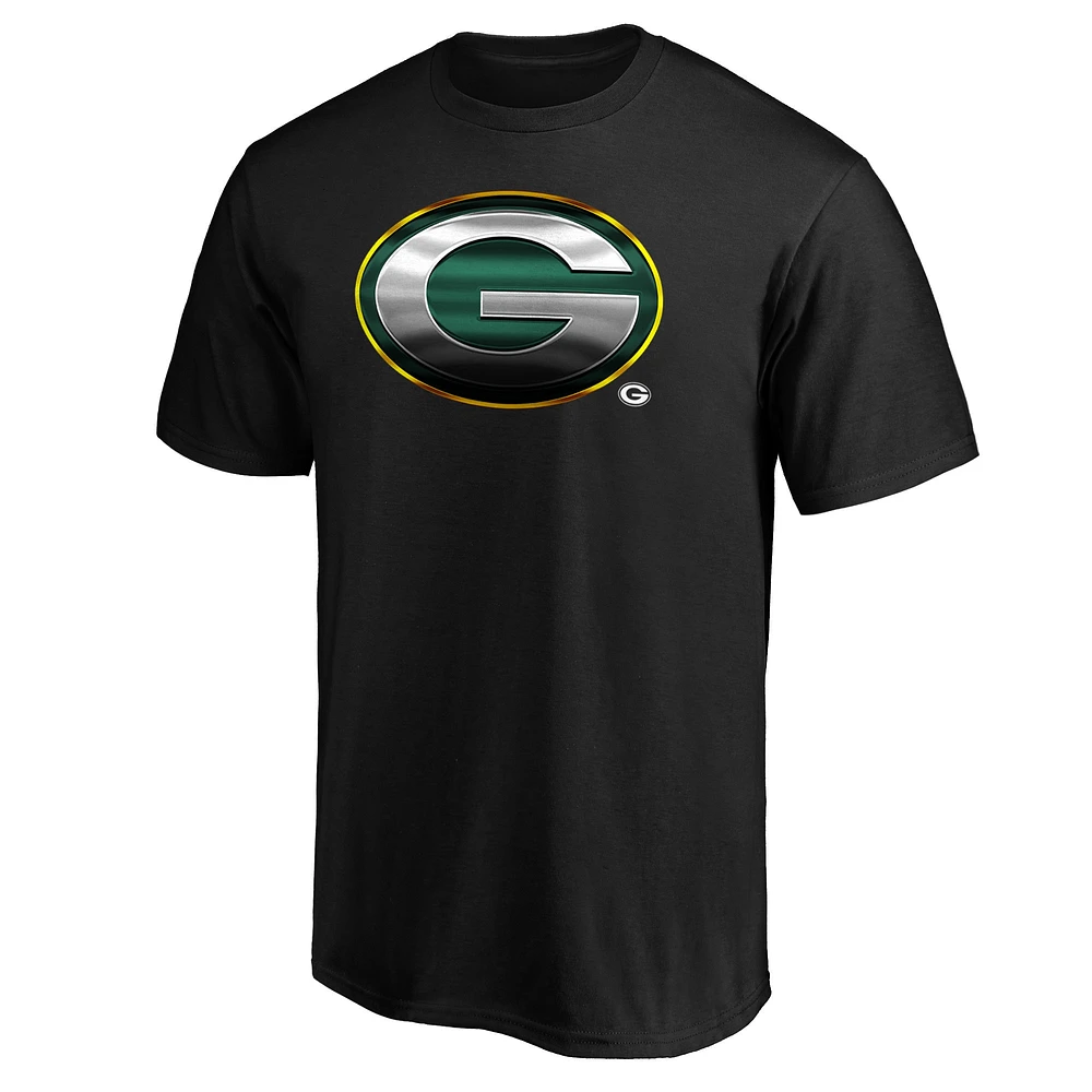 Men's Fanatics Black Green Bay Packers Midnight Mascot Team Logo T-Shirt