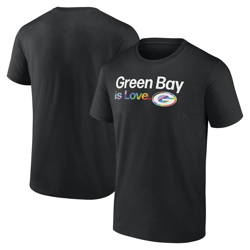 Men's Fanatics Black Green Bay Packers Pride T-Shirt