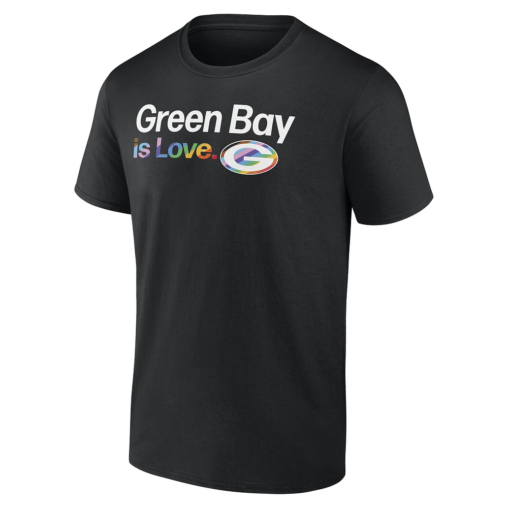 Men's Fanatics Black Green Bay Packers Pride T-Shirt