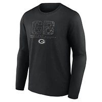 Men's Fanatics Black Green Bay Packers Shadow Tri-Code Long Sleeve T-Shirt