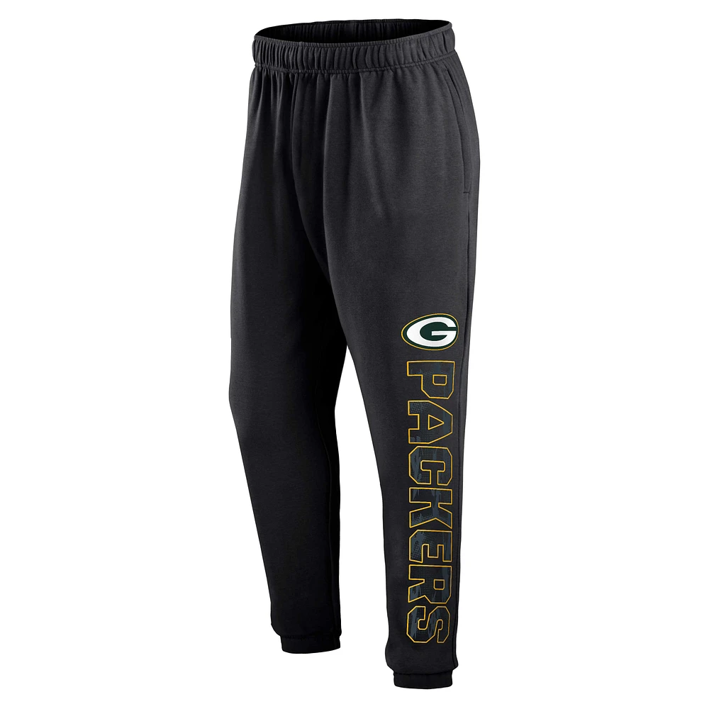 Men's Fanatics Black Green Bay Packers Wordmark Logo Sweatpants