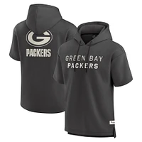 Sweat à capuche manches courtes pour homme Fanatics Charcoal Green Bay Packers Elements Future Ground Lettering
