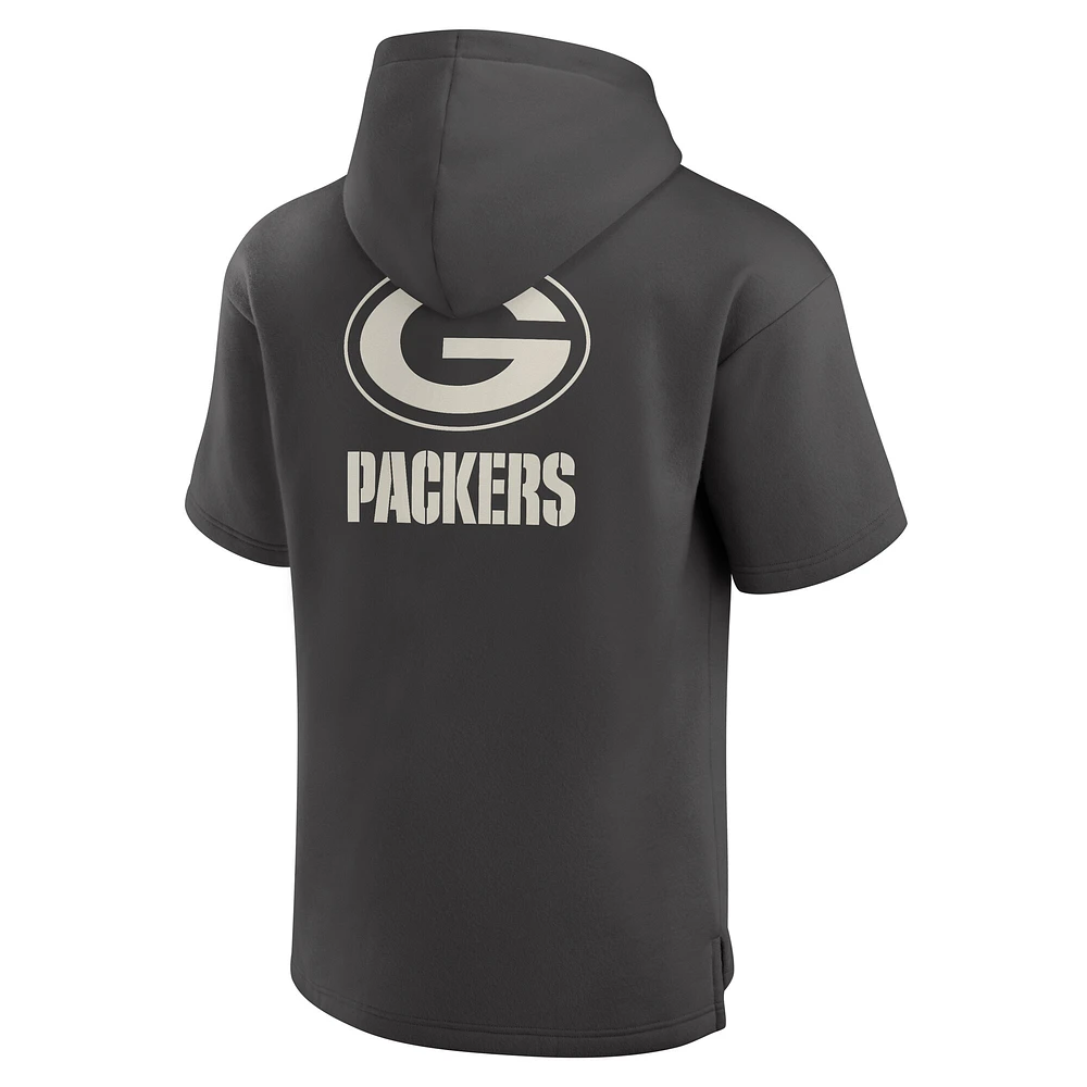 Sweat à capuche manches courtes pour homme Fanatics Charcoal Green Bay Packers Elements Future Ground Lettering