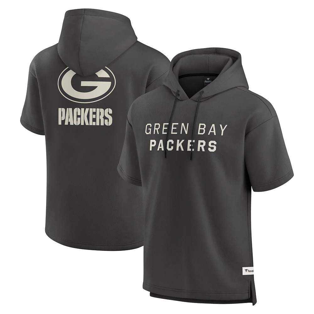 Sweat à capuche manches courtes pour homme Fanatics Charcoal Green Bay Packers Elements Future Ground Lettering