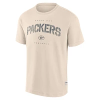 T-shirt Fanatics pour homme, couleur crème, avec logo Future Ground des Green Bay Packers, effet vieilli