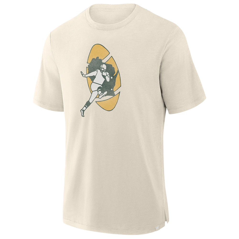 Men's Fanatics  Cream Green Bay Packers Slub T-Shirt