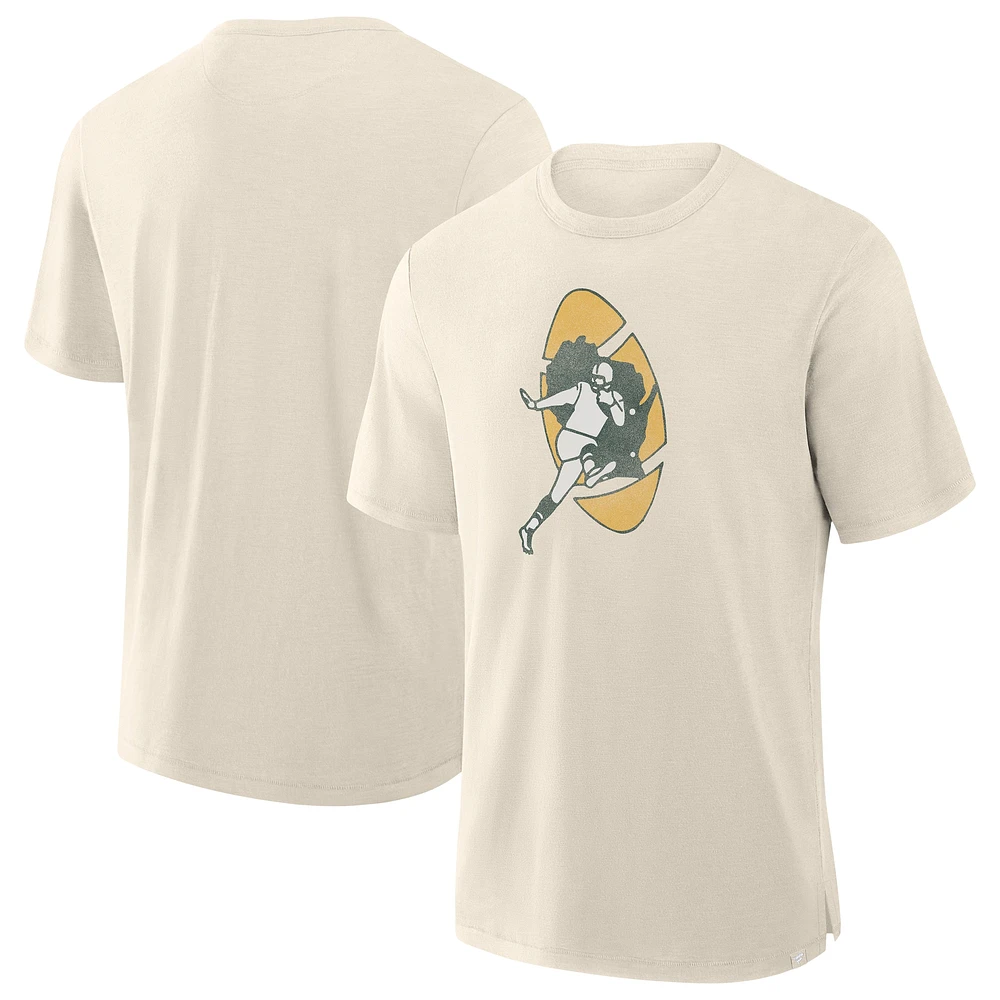 Men's Fanatics  Cream Green Bay Packers Slub T-Shirt