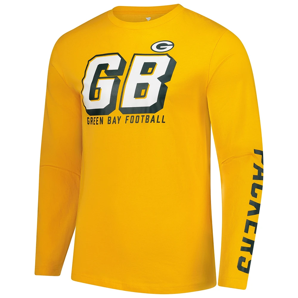 T-shirt à manches longues Fanatics Gold pour hommes des Packers de Green Bay