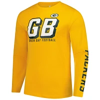 T-shirt à manches longues Fanatics Gold pour hommes des Packers de Green Bay