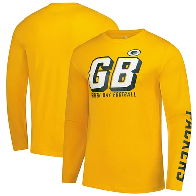 T-shirt à manches longues Fanatics Gold pour hommes des Packers de Green Bay