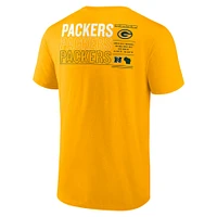 T-shirt Fanatics Gold pour homme avec statistiques répétées des Packers de Green Bay