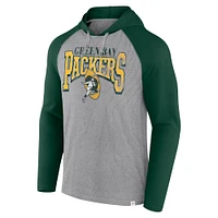 Men's Fanatics Gray/Green Green Bay Packers Under Center Long Sleeve Hoodie T-Shirt