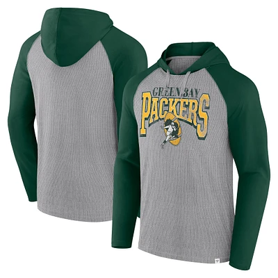 Men's Fanatics Gray/Green Green Bay Packers Under Center Long Sleeve Hoodie T-Shirt