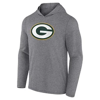 T-shirt à capuche manches longues avec logo fanatiques gris Green Bay Packers pour hommes
