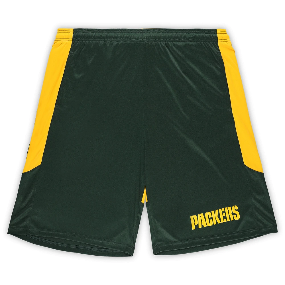 Short de lancement Fanatics Green Bay Packers Big & Tall pour homme, vert/or