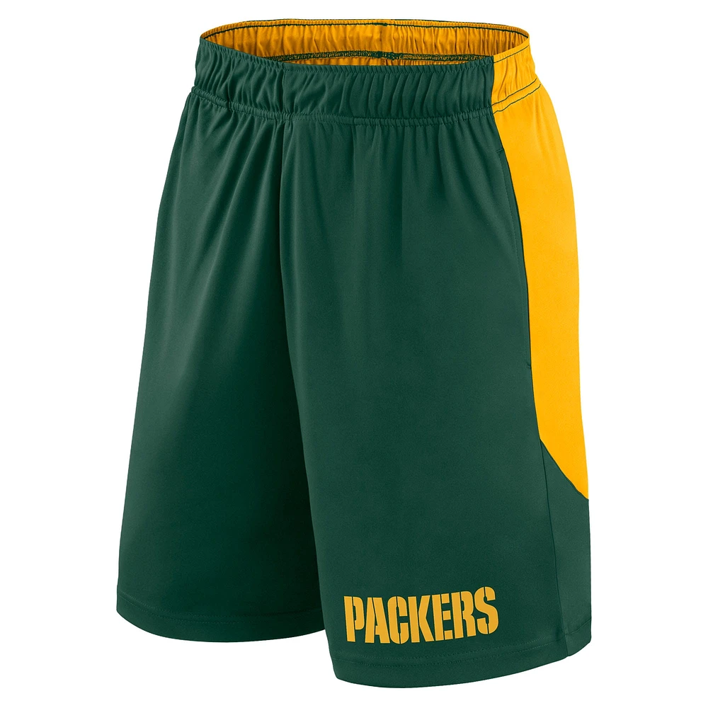 Short de lancement Fanatics Green Bay Packers vert/or pour homme