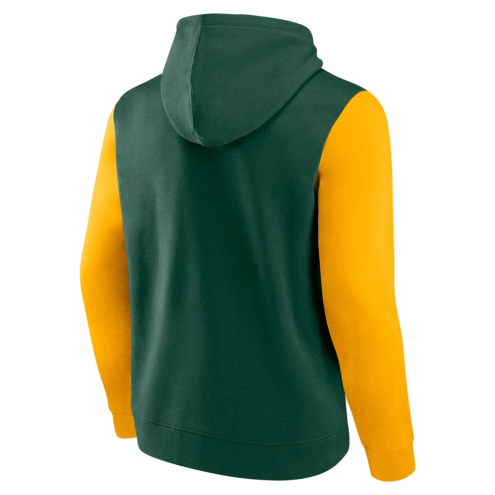 Sweat à capuche enfiler Fanatics Green Bay Packers Outline pour homme, vert/or