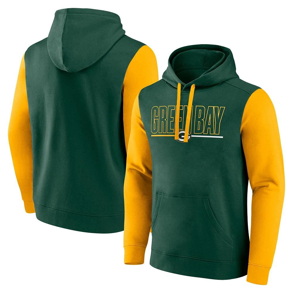 Sweat à capuche enfiler Fanatics Green Bay Packers Outline pour homme, vert/or