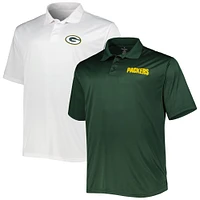 Men's Fanatics Green/White Green Bay Packers Solid Two-Pack Polo Set