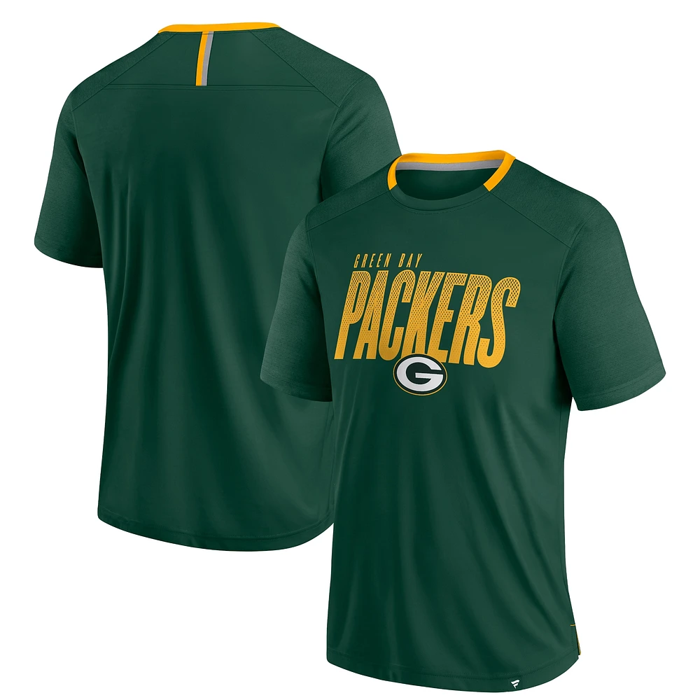 T-shirt Fanatics pour homme, vert, avec logo Defender Fade Slant des Packers de Green Bay