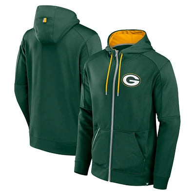 Sweat à capuche entièrement zippé Fanatics Green Bay Packers Defender pour hommes