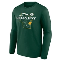 T-shirt à manches longues Fanatics Green pour hommes, Bay Packers Hometown Rushing Yards