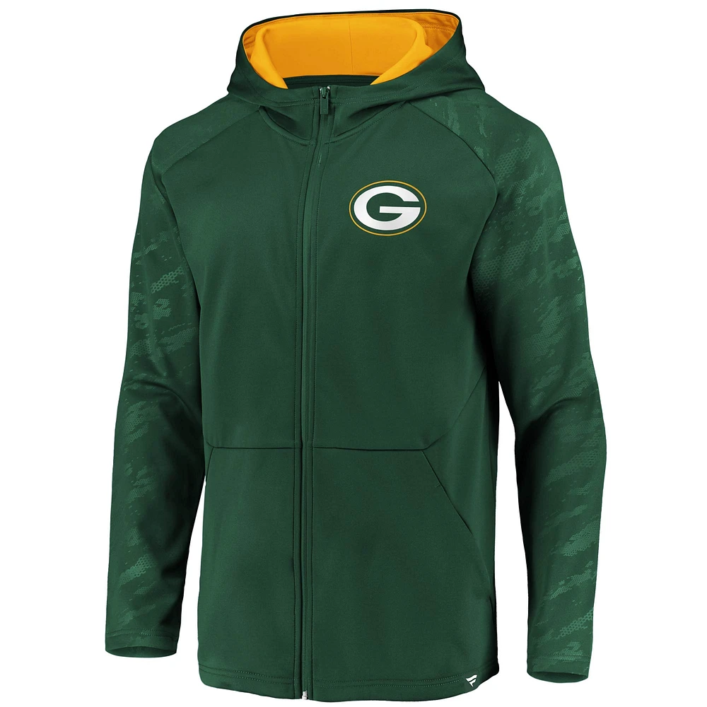 Men's Fanatics Green Bay Packers Iconic Embossed Defender Full-Zip Hoodie