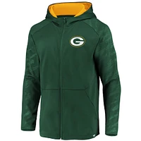 Men's Fanatics Green Bay Packers Iconic Embossed Defender Full-Zip Hoodie