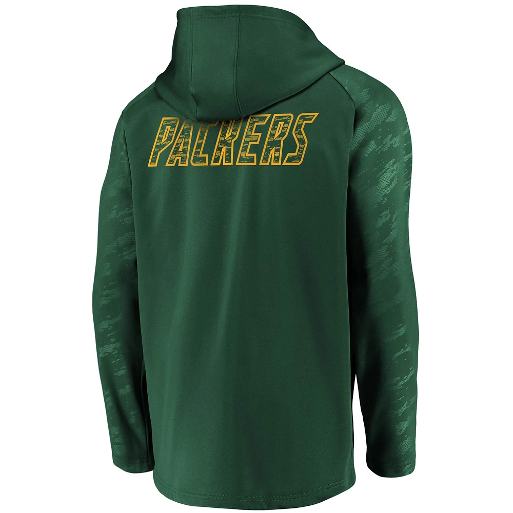 Men's Fanatics Green Bay Packers Iconic Embossed Defender Full-Zip Hoodie