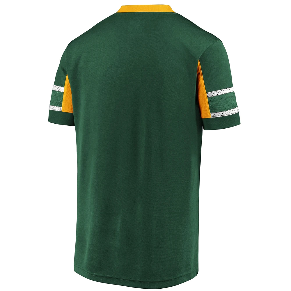 T-shirt à col en V avec logo emblématique Hashmark Fanatics Green Bay Packers pour hommes