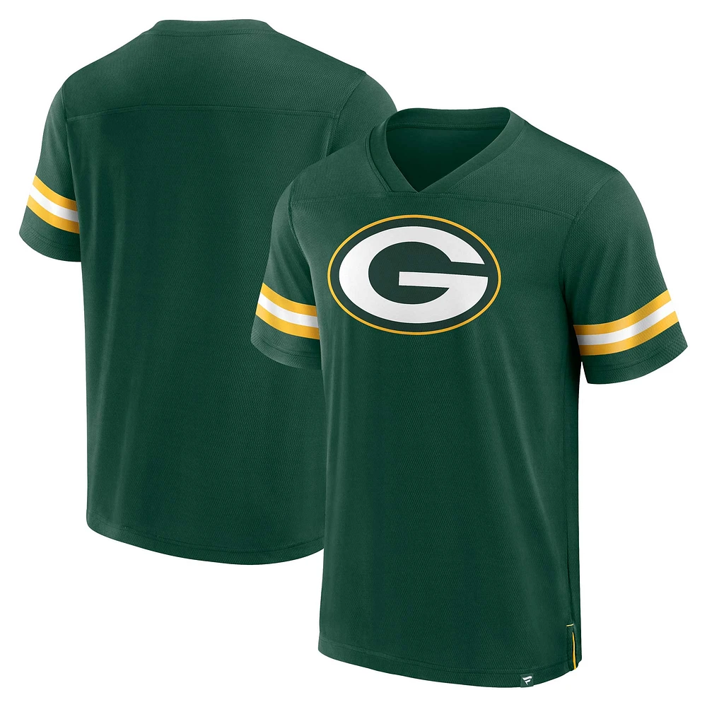 Men's Fanatics  Green Bay Packers Jersey Tackle V-Neck T-Shirt