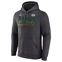 Men's Fanatics  Heather Charcoal Green Bay Packers 2024 NFL Playoffs Fleece Pullover Hoodie