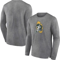 Men's Fanatics  Heather Charcoal Green Bay Packers Washed Primary Long Sleeve T-Shirt