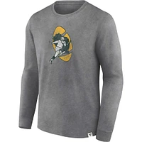 Men's Fanatics  Heather Charcoal Green Bay Packers Washed Primary Long Sleeve T-Shirt