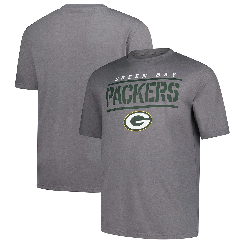 Men's Fanatics Heather Gray Green Bay Packers Big & Tall Top Notch T-Shirt