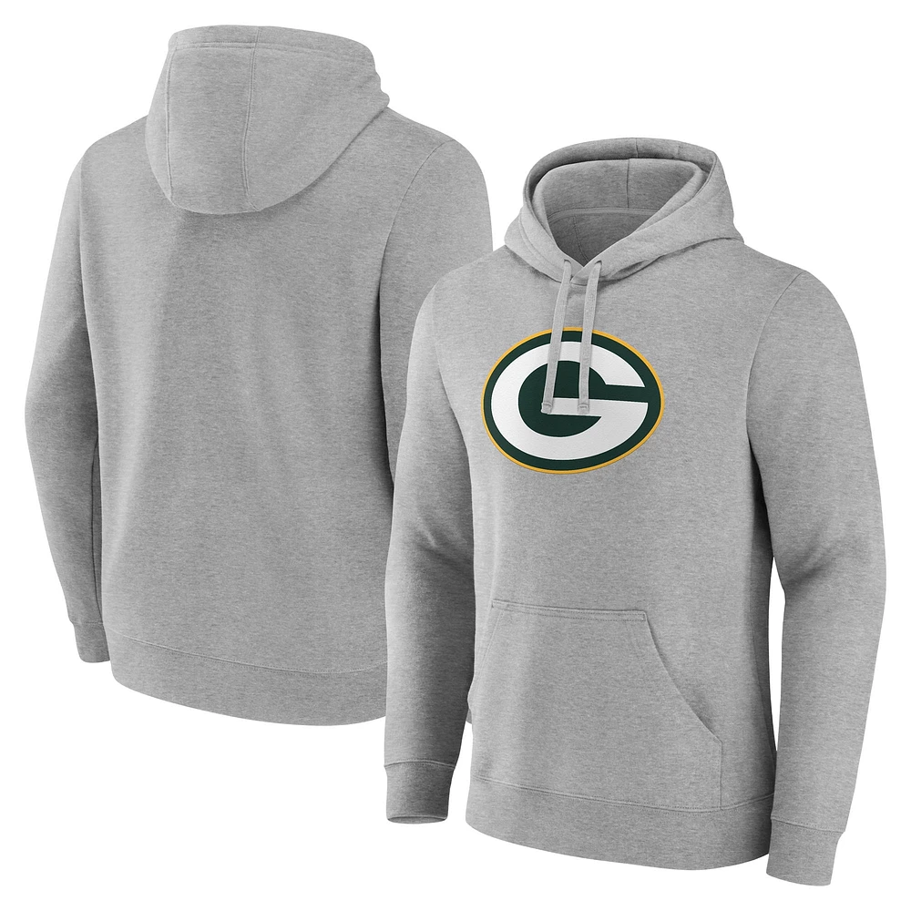 Men's Fanatics Heather Gray Green Bay Packers Deliver Fleece Pullover Hoodie