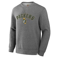 Men's Fanatics  Heather Gray Green Bay Packers Loop Terry Pullover Sweatshirt