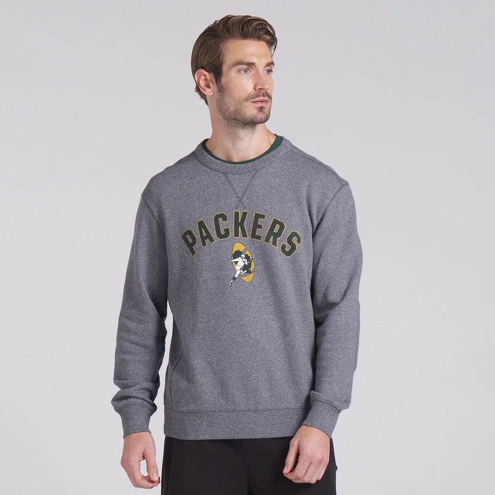 Men's Fanatics  Heather Gray Green Bay Packers Loop Terry Pullover Sweatshirt