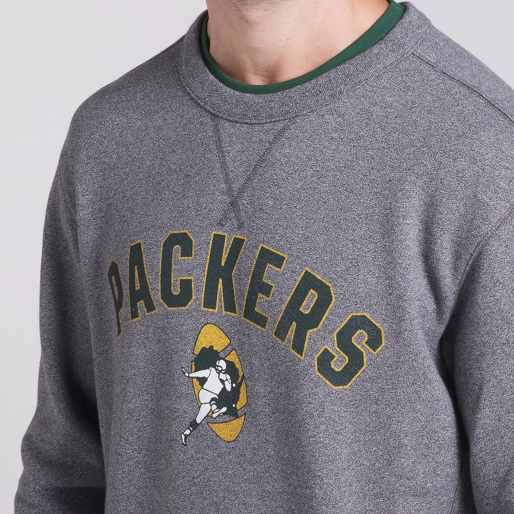 Men's Fanatics  Heather Gray Green Bay Packers Loop Terry Pullover Sweatshirt