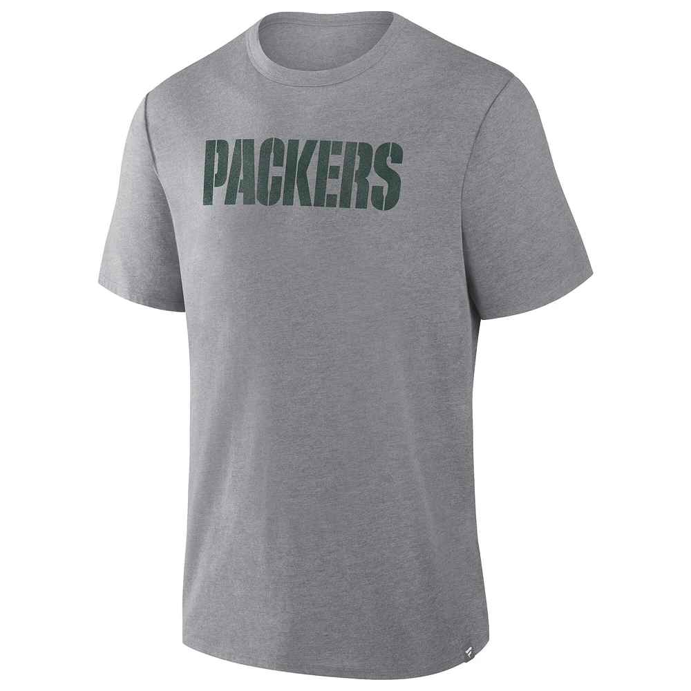 T-shirt tri-blend gris chiné Fanatics pour homme, des Packers de Green Bay, avec passe Rush
