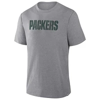 T-shirt tri-blend gris chiné Fanatics pour homme, des Packers de Green Bay, avec passe Rush