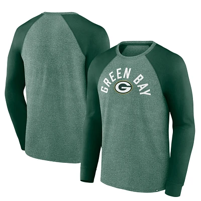 Men's Fanatics Heather Green Bay Packers Arc Away Tri-Blend Long Sleeve T-Shirt