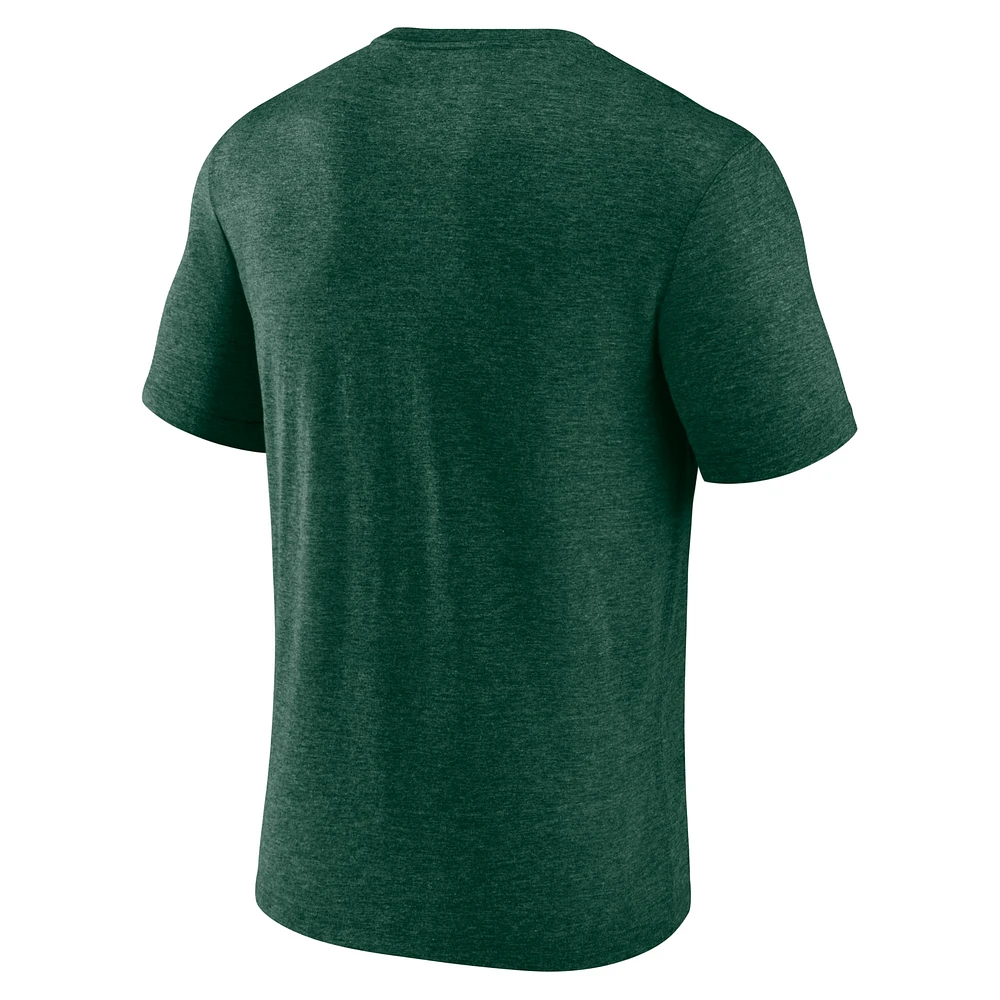 Men's Fanatics Heather Green Bay Packers Divided Warp Tri-Blend T-Shirt