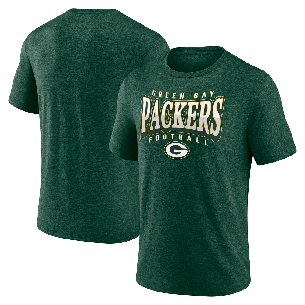 Men's Fanatics Heather Green Bay Packers Divided Warp Tri-Blend T-Shirt